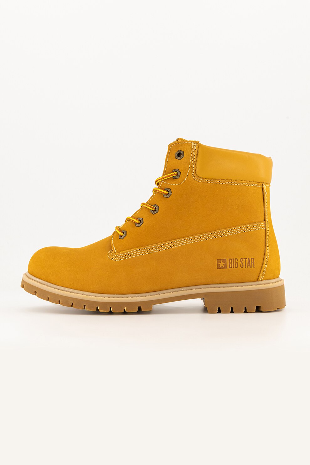 Big Star, Ghete din piele nabuc cu logo in relief, Galben mustar